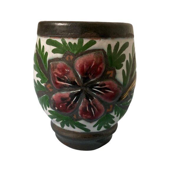 Terracotta Pottery Vase With Flower Design - Picture 1 of 7